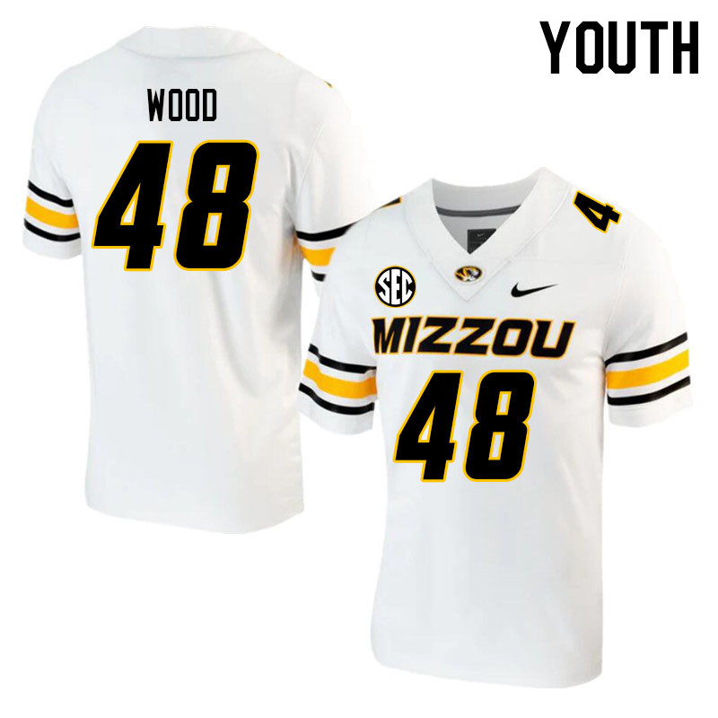 Youth #48 Ethan Wood Missouri Tigers College 2023 Football Stitched Jerseys Sale-White